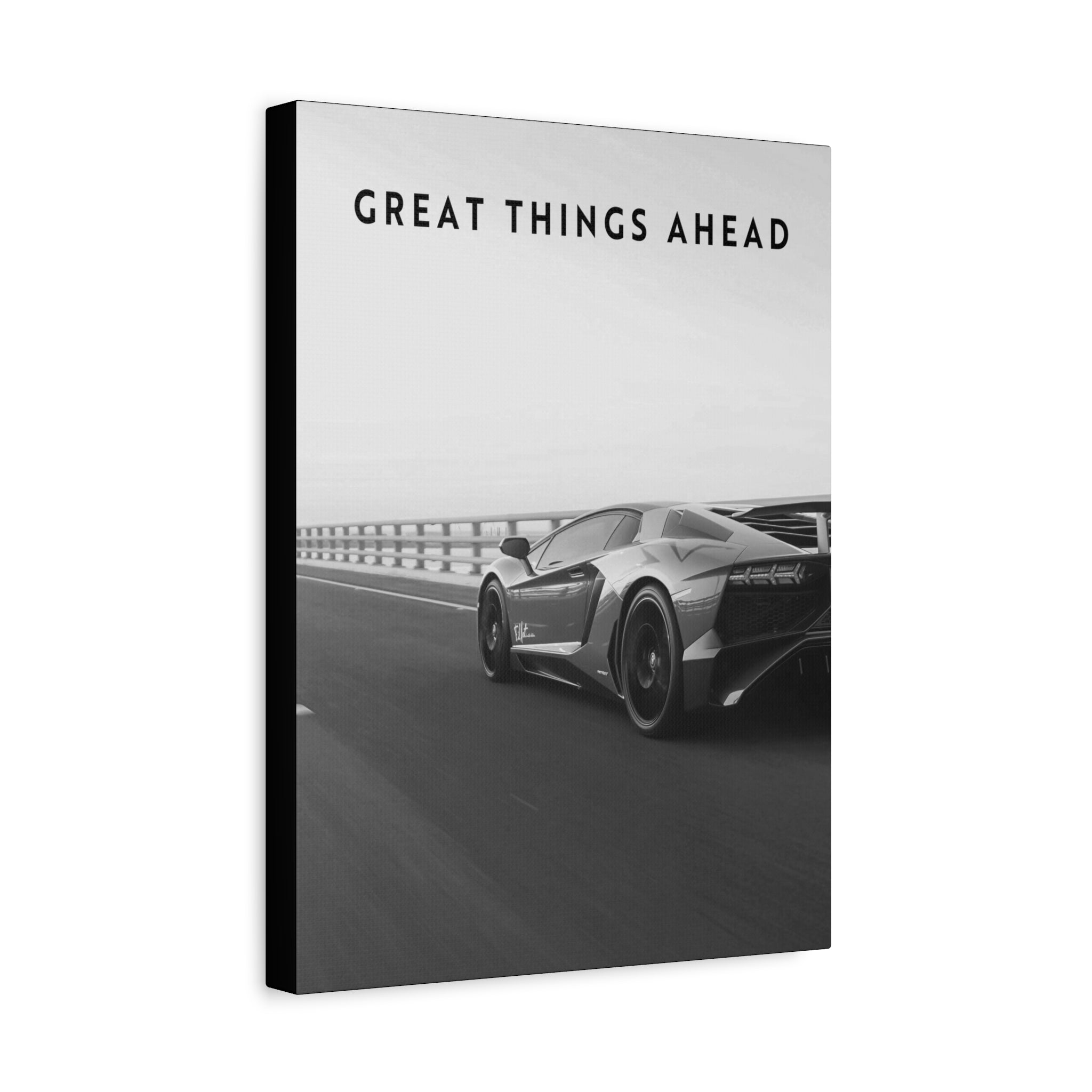 Great Things Ahead - Sports Car Black And White - Wall Art additional image 2