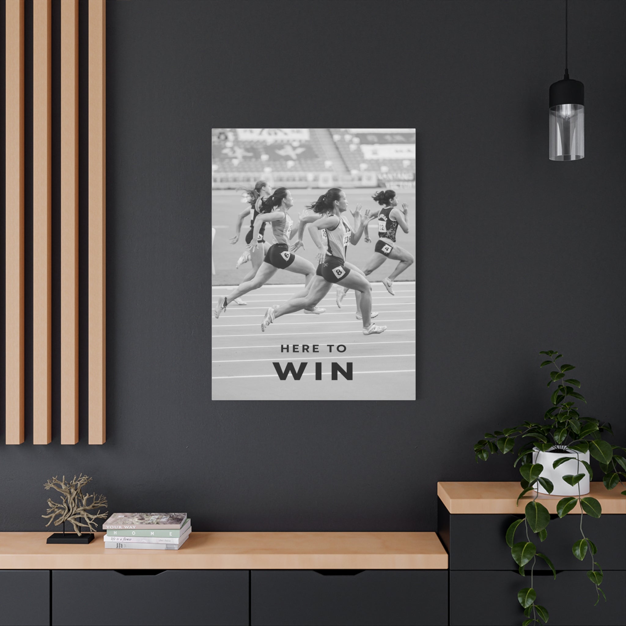 Here To Win - Runners Black And White - Wall Art additional image 4