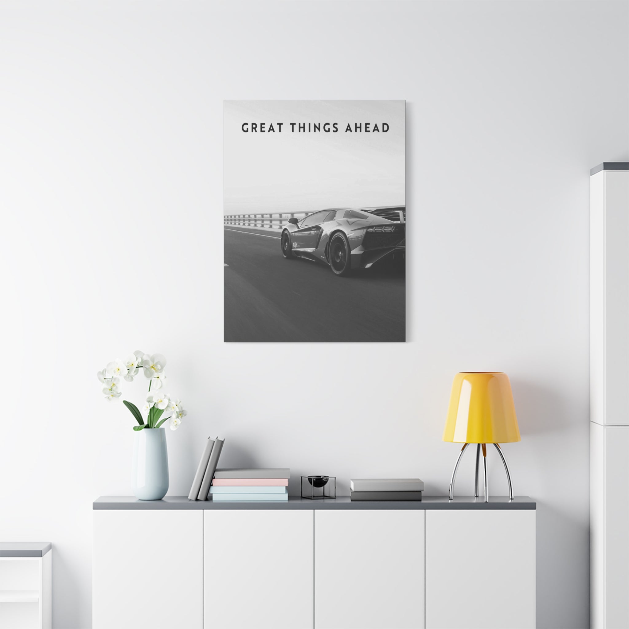 Great Things Ahead - Sports Car Black And White - Wall Art additional image 3