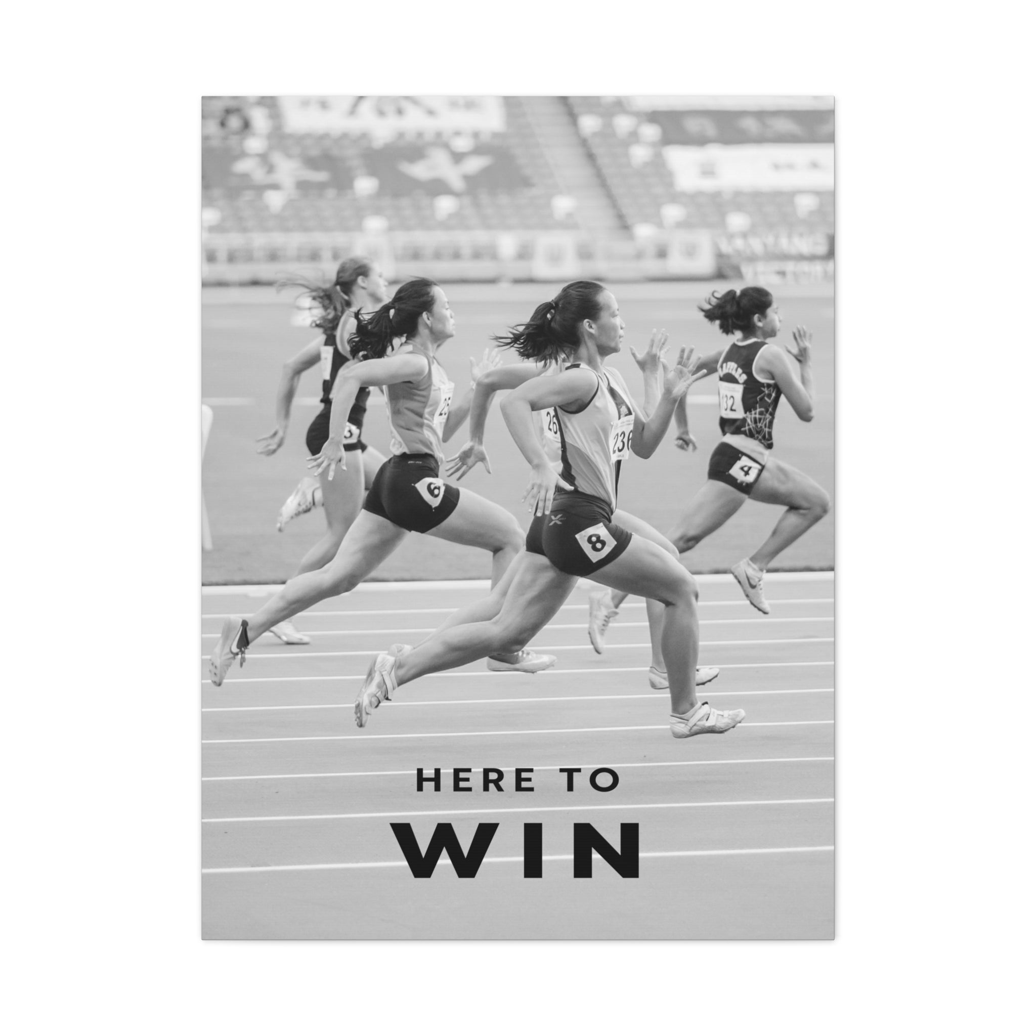 Here To Win - Runners Black And White - Wall Art