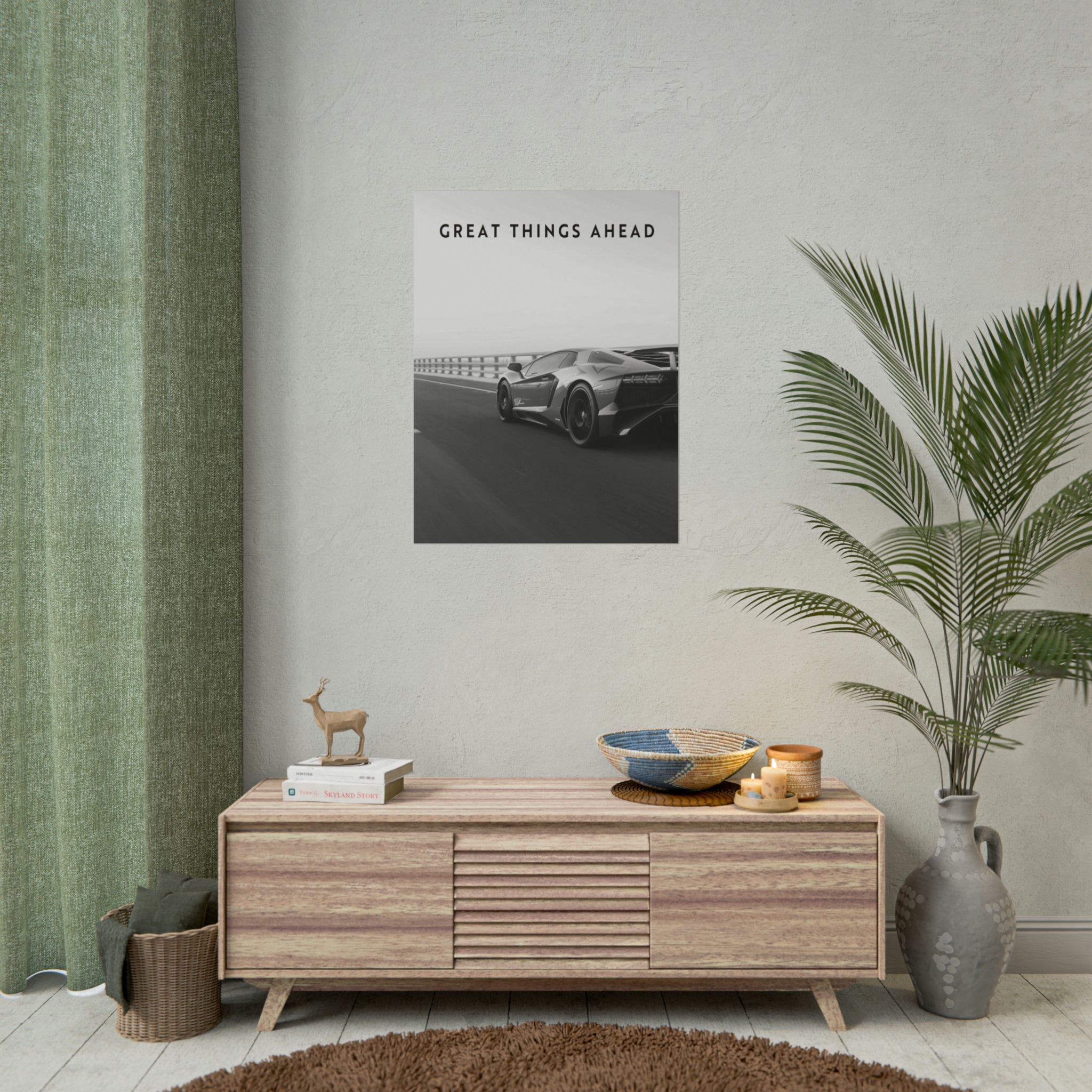 Great Things Ahead - Sports Car Black And White - Poster additional image 2