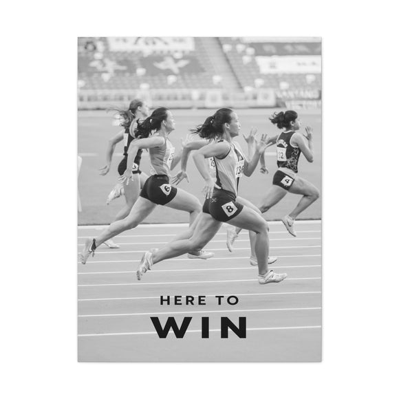 Here To Win - Runners Black And White - Wall Art